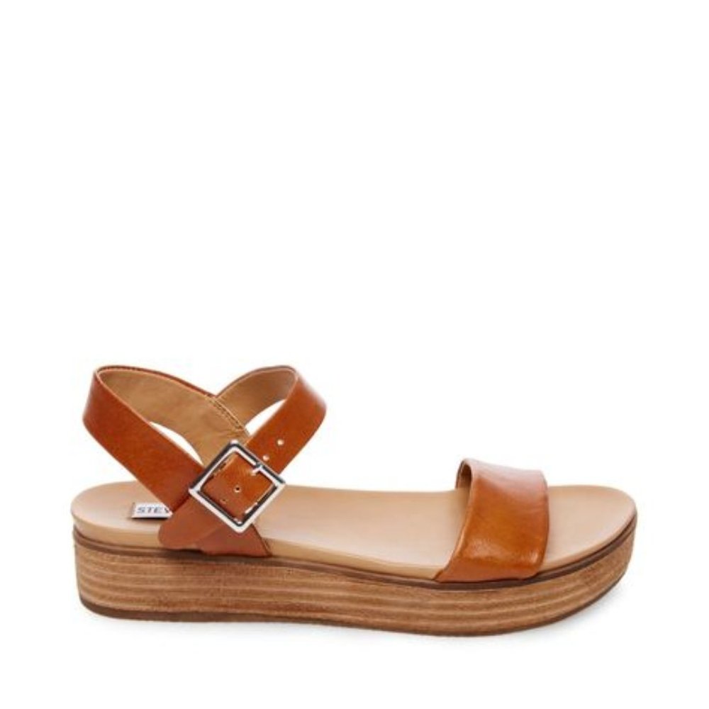 Steve Madden Aida Cognac Leather Sandals